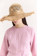 Tassel Detail Wide Straw Hat - Camel