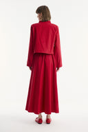 Skirt Set with Asymmetric Button Detail - Red
