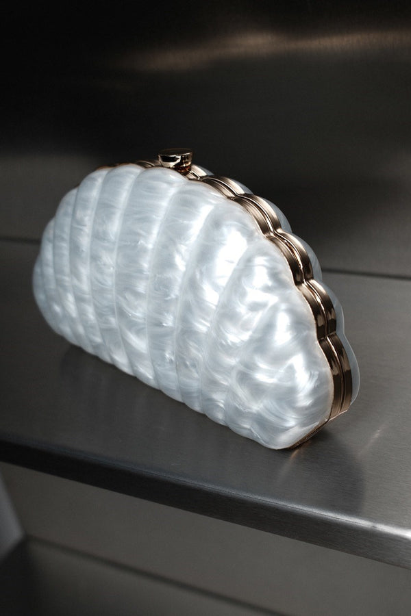 Deniz Kabuğu Clutch Abiye Çanta - Sedef