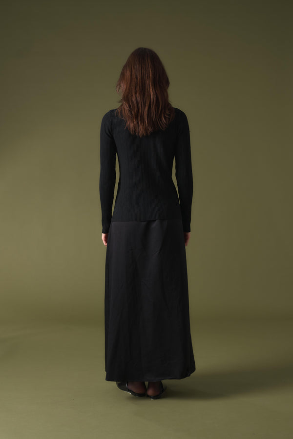 Dik Yaka Triko Body - Siyah