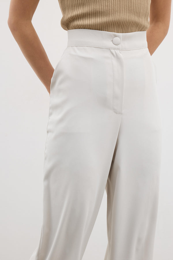 Dökümlü Straight Fit Pantolon - Bej