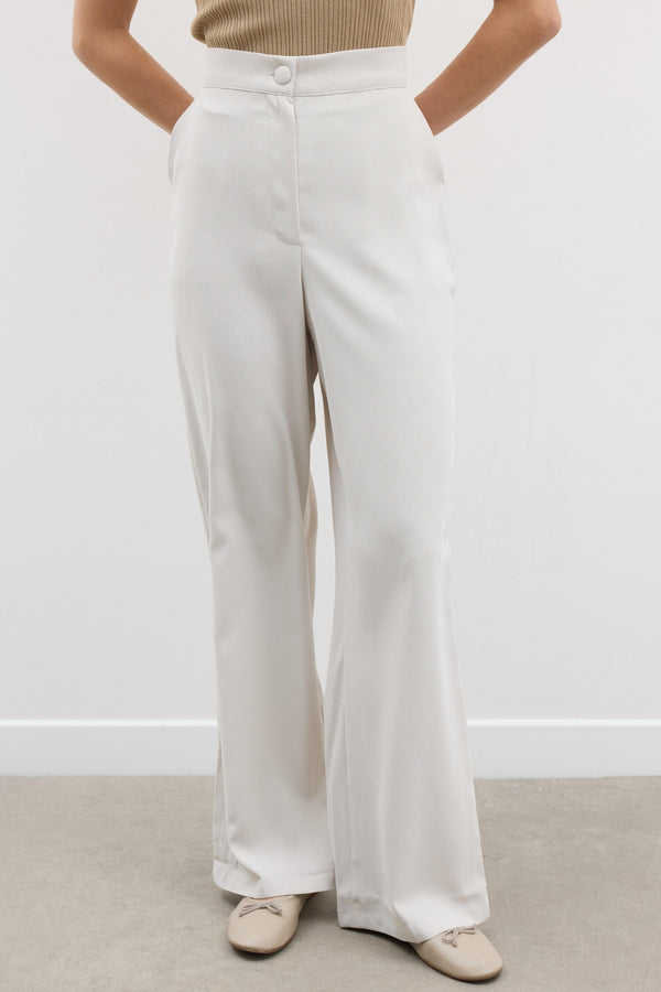 Dökümlü Straight Fit Pantolon - Bej
