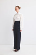 Dökümlü Straight Fit Pantolon - Lacivert