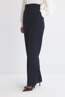 Dökümlü Straight Fit Pantolon - Lacivert