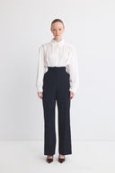 Dökümlü Straight Fit Pantolon - Lacivert
