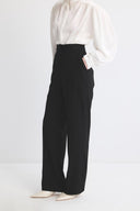 Dökümlü Straight Fit Pantolon - Siyah