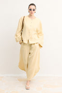 Button-Detail Organic Linen Shirt - Yellow
