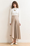 Button-Detailed Pleated Skirt