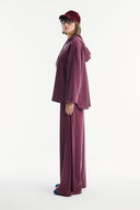 Zippered Comfortable Pants Set - Damson