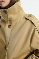 Epaulet Detailed Short Trench Coat - Camel