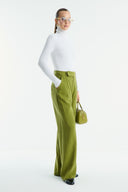 Straight-Leg Crepe Trousers - Olive