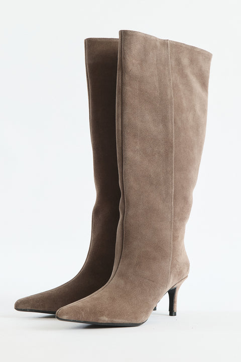 Pointed Toe Genuine Leather Suede Ankle Boots - earth