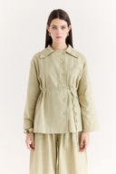 Button-Detailed Linen Trouser Set - Sage