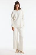 Buttoned High Neck Knitted Trousers Set
