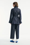 Denim Suit with Metal Button Detail - Navy Blue