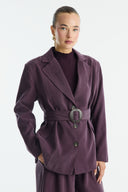 Benetti Button-Detail Skirt Suit - Plum