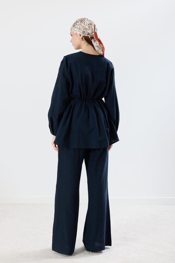 Earl Kol Detay Pileli Takım - Lacivert