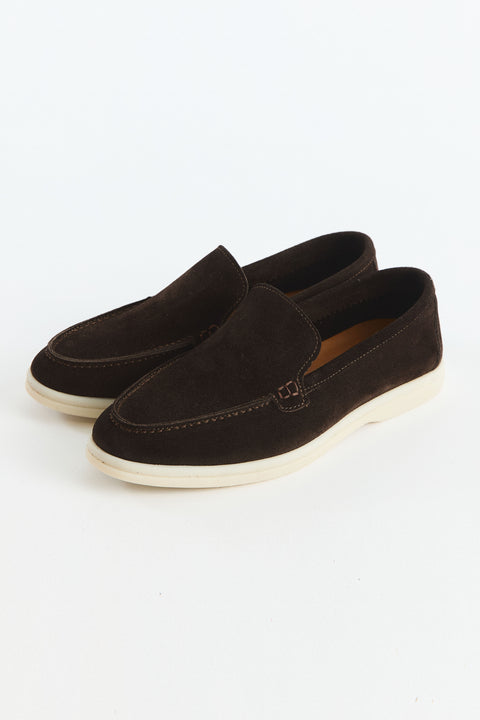 Lorenzo Genuine Leather Suede Loafers - Bitter Coffee