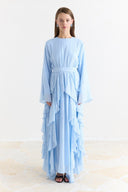 Senna Ruffle-Waist Dress - Blue