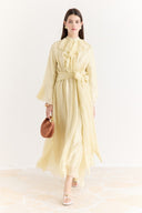 Front and Sleeve Ruffled Dress - Yellow