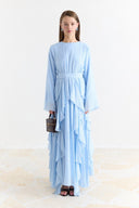 Senna Ruffle-Waist Dress - Blue