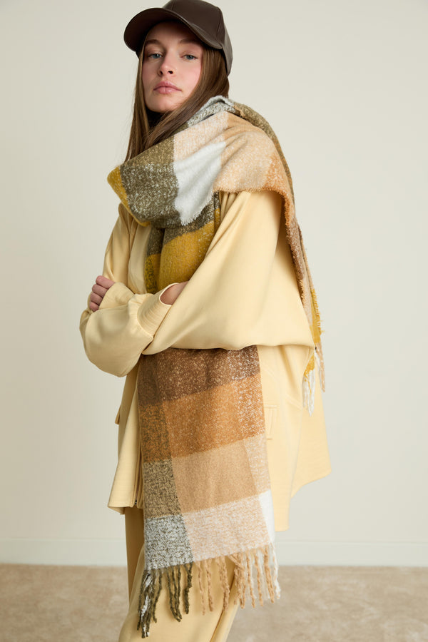 Ekose Şal Atkı - Sarı