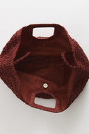 Hand-Knitted Straw Bag - Burgundy