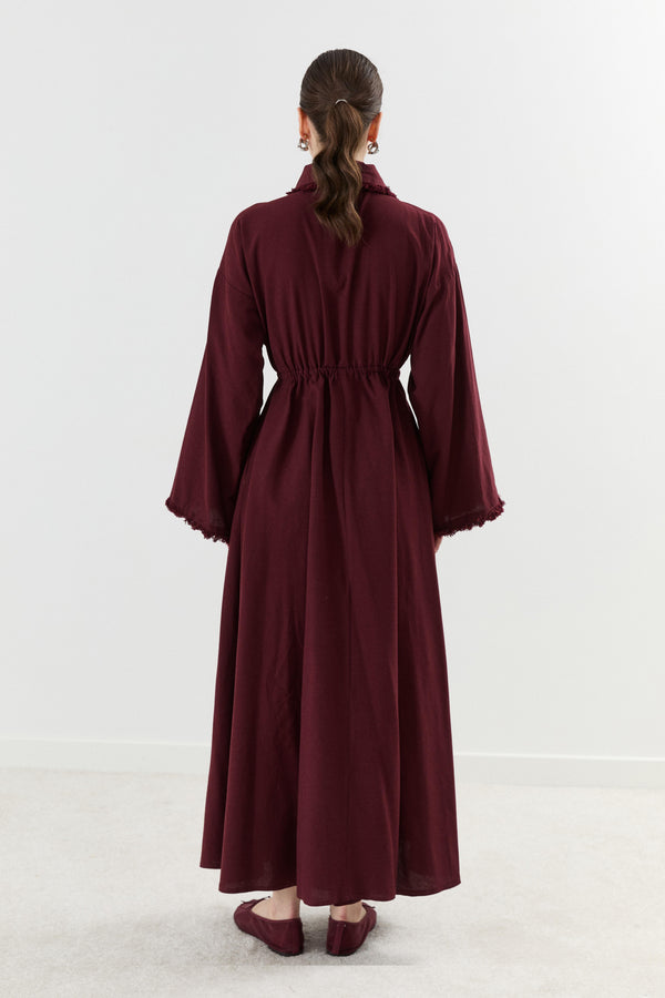 Ellen Püsküllü Elbise - Bordo