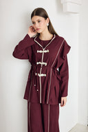 Ellery Ara Biyeli Keten Takım - Bordo