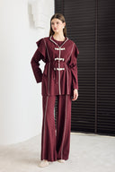 Ellery Ara Biyeli Keten Takım - Bordo