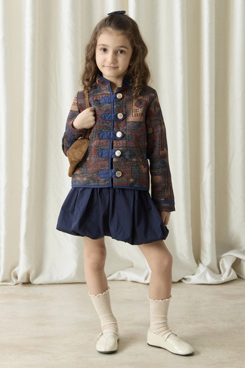 Ethnic Patterned Jacquard Jacket - Brown