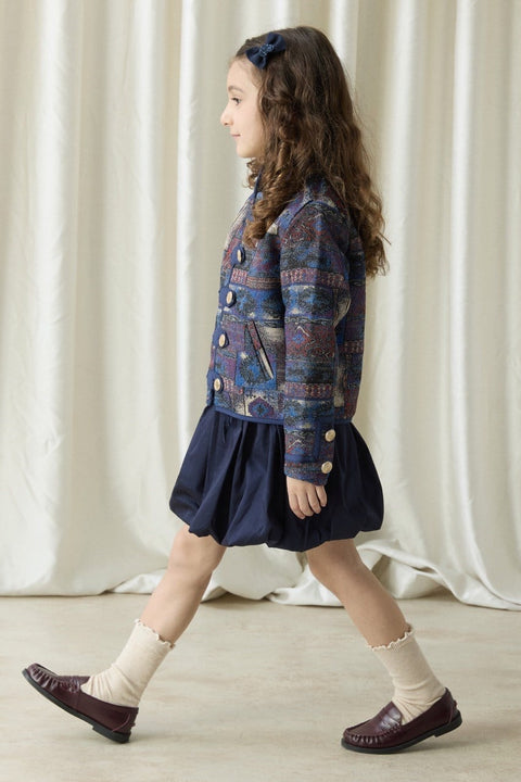 Ethnic Patterned Jacquard Jacket - Blue