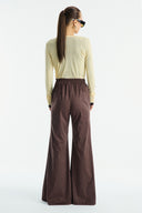 Flared Suede Trousers - Brown