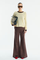 Flared Suede Trousers - Brown