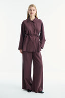 Cuffed Striped Trouser Set