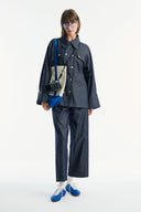 Denim Suit with Metal Button Detail - Navy Blue