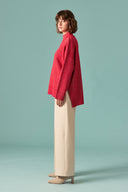 Glitter Detailed Turtleneck Knit Sweater - Red