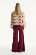 Floral Print Quilted Jacket - Burgundy