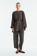 Benetti Belt-Detailed Trousers Set - Brown