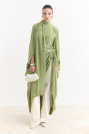 Tunnel Detailed Abaya - Sage Green