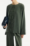 Button-Detailed Trouser Set - Khaki