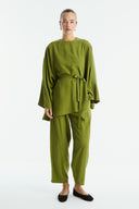 Benetti Belted Detail Trousers Set - Khaki