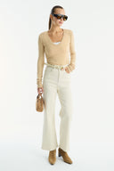 Straight Leg Pocket Jeans - Ecru