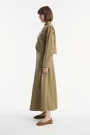 Asymmetric Button Detail Skirt Set - Khaki