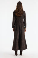 Button-Front Stitched Detail Denim Set with Trousers