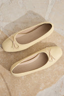 Fiyonklu Deri Babet - Butter Yellow