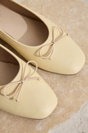 Fiyonklu Deri Babet - Butter Yellow