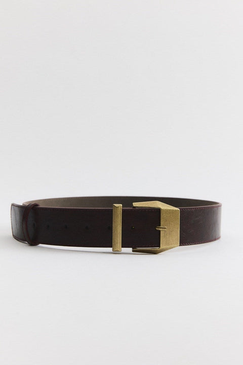 Flexi Gold Buckle Belt - Burgundy