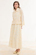 Flora Desen Brode Etekli Takım - Butter Yellow
