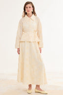 Flora Desen Brode Etekli Takım - Butter Yellow